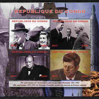 Congo 2012 Churchill & Kennedy perf sheetlet containing 4 values unmounted mint. Note this item is privately produced and is offered purely on its thematic appeal