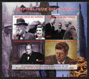 Congo 2012 Churchill & Kennedy perf sheetlet containing 4 values unmounted mint. Note this item is privately produced and is offered purely on its thematic appeal