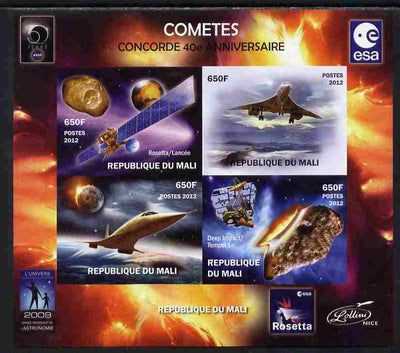 Mali 2012 Concorde 40th Anniversary - Comets imperf sheetlet containing 4 values unmounted mint. Note this item is privately produced and is offered purely on its thematic appeal, it has no postal validity