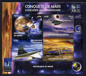 Benin 2012 Concorde 40th Anniversary - Conquest of Mars perf sheetlet containing 4 values unmounted mint. Note this item is privately produced and is offered purely on its thematic appeal