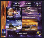 Benin 2012 Concorde 40th Anniversary - Conquest of Mars imperf sheetlet containing 4 values unmounted mint. Note this item is privately produced and is offered purely on its thematic appeal, it has no postal validity