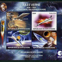 Ivory Coast 2012 Concorde 40th Anniversary - Jules Verne perf sheetlet containing 4 values unmounted mint. Note this item is privately produced and is offered purely on its thematic appeal