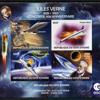 Ivory Coast 2012 Concorde 40th Anniversary - Jules Verne imperf sheetlet containing 4 values unmounted mint . Note this item is privately produced and is offered purely on its thematic appeal, it has no postal validity