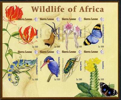 Sierra Leone 1995 Singapore '95 Stamp Exhibition - African Flora & Fauna imperf sheetlet #2 containing 8 values unmounted mint, as SG 2374a
