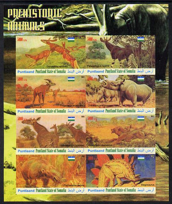 Maakhir State of Somalia 2011 Pre-historic Animals #2 imperf sheetlet containing 8 values unmounted mint