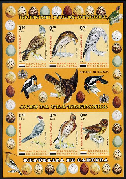 Cabinda Province 2011 British Birds of Prey #1 imperf sheetlet containing 6 values unmounted mint