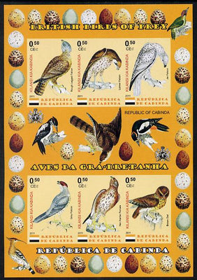 Cabinda Province 2011 British Birds of Prey #1 imperf sheetlet containing 6 values unmounted mint
