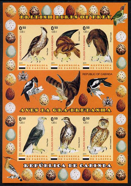 Cabinda Province 2011 British Birds of Prey #3 imperf sheetlet containing 6 values unmounted mint