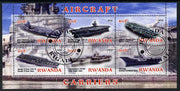 Rwanda 2012 Aircraft Carriers #1 perf sheetlet containing 6 values fine cto used