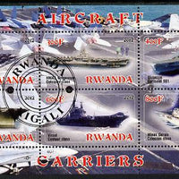 Rwanda 2012 Aircraft Carriers #2 perf sheetlet containing 6 values fine cto used