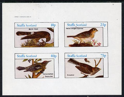 Staffa 1982 Audubon Birds #23 (Marsh Hawk, Sparrow etc) imperf,set of 4 values (10p to 75p) unmounted mint