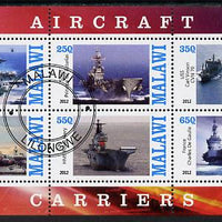 Malawi 2012 Aircraft Carriers #2 perf sheetlet containing 6 values fine cto used