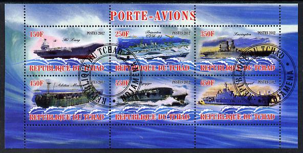 Chad 2012 Aircraft Carriers #2 perf sheetlet containing 6 values fine cto used