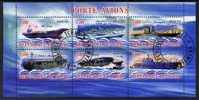 Chad 2012 Aircraft Carriers #2 perf sheetlet containing 6 values fine cto used