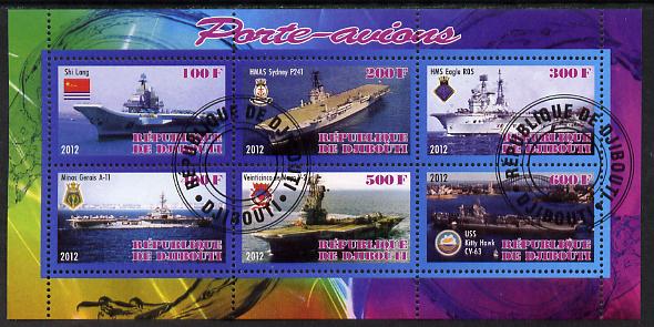 Djibouti 2012 Aircraft Carriers #1 perf sheetlet containing 6 values fine cto used