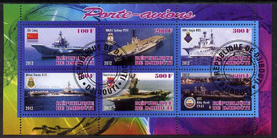 Djibouti 2012 Aircraft Carriers #1 perf sheetlet containing 6 values fine cto used