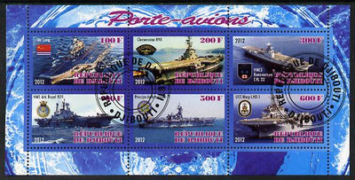 Djibouti 2012 Aircraft Carriers #2 perf sheetlet containing 6 values fine cto used