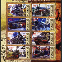 Rwanda 2012 Steam Locomotives perf sheetlet containing 8 values fine cto used