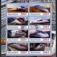 Rwanda 2012 High-Speed Trains perf sheetlet containing 8 values fine cto used