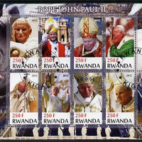 Rwanda 2012 Pope John Paul II perf sheetlet containing 8 values fine cto used