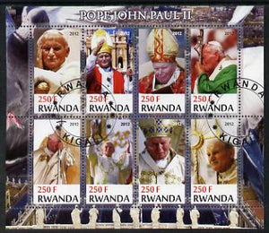 Rwanda 2012 Pope John Paul II perf sheetlet containing 8 values fine cto used