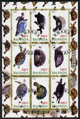 Rwanda 2012 Turtles perf sheetlet containing 9 values fine cto used