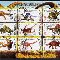 Rwanda 2012 Dinosaurs perf sheetlet containing 9 values fine cto used