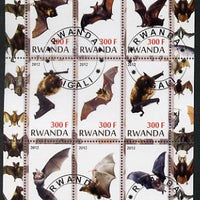 Rwanda 2012 Bats perf sheetlet containing 9 values fine cto used