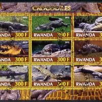 Rwanda 2012 Crocodiles perf sheetlet containing 9 values fine cto used