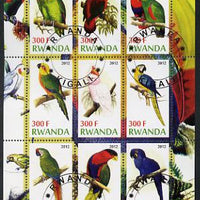 Rwanda 2012 Parrots perf sheetlet containing 9 values fine cto used