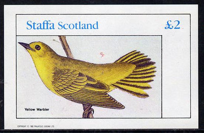 Staffa 1982 Audubon Birds #23 (Yellow Warbler) imperf deluxe sheet (£2 value) unmounted mint