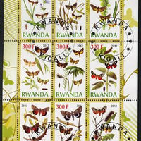 Rwanda 2012 Butterflies & Plants #1 perf sheetlet containing 9 values fine cto used
