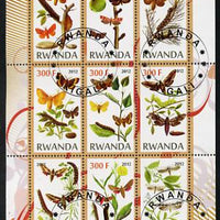 Rwanda 2012 Butterflies & Plants #2 perf sheetlet containing 9 values fine cto used