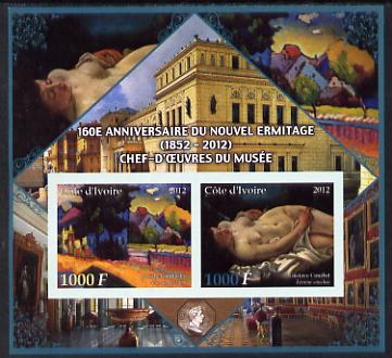 Ivory Coast 2012 160th Anniversary of Masterpieces in the New Hermitage Museum #1 imperf sheetlet containing 2 values unmounted mint