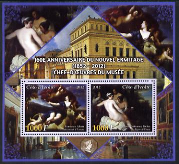 Ivory Coast 2012 160th Anniversary of Masterpieces in the New Hermitage Museum #2 perf sheetlet containing 2 values unmounted mint