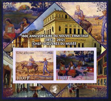 Ivory Coast 2012 160th Anniversary of Masterpieces in the New Hermitage Museum #3 imperf sheetlet containing 2 values unmounted mint