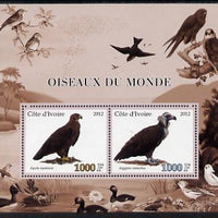 Ivory Coast 2012 Birds of the World #1 perf sheetlet containing 2 values unmounted mint