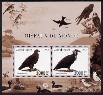 Ivory Coast 2012 Birds of the World #1 perf sheetlet containing 2 values unmounted mint