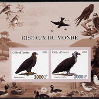 Ivory Coast 2012 Birds of the World #1 imperf sheetlet containing 2 values unmounted mint