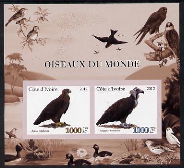 Ivory Coast 2012 Birds of the World #1 imperf sheetlet containing 2 values unmounted mint