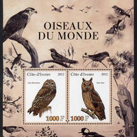Ivory Coast 2012 Birds of the World #2 perf sheetlet containing 2 values unmounted mint