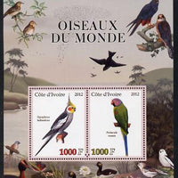 Ivory Coast 2012 Birds of the World #3 perf sheetlet containing 2 values unmounted mint