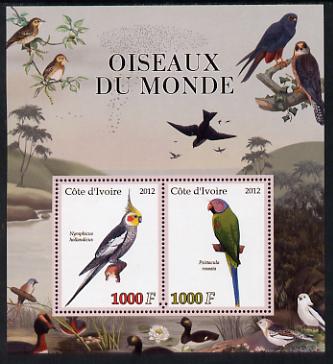 Ivory Coast 2012 Birds of the World #3 perf sheetlet containing 2 values unmounted mint