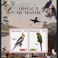 Ivory Coast 2012 Birds of the World #3 imperf sheetlet containing 2 values unmounted mint