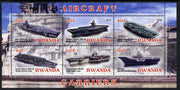 Rwanda 2012 Aircraft Carriers #1 perf sheetlet containing 6 values unmounted mint