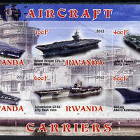 Rwanda 2012 Aircraft Carriers #1 imperf sheetlet containing 6 values unmounted mint