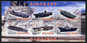 Rwanda 2012 Aircraft Carriers #1 imperf sheetlet containing 6 values unmounted mint
