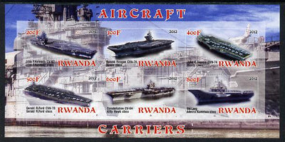 Rwanda 2012 Aircraft Carriers #1 imperf sheetlet containing 6 values unmounted mint