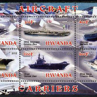 Rwanda 2012 Aircraft Carriers #2 perf sheetlet containing 6 values unmounted mint