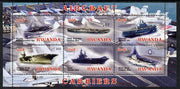 Rwanda 2012 Aircraft Carriers #2 perf sheetlet containing 6 values unmounted mint